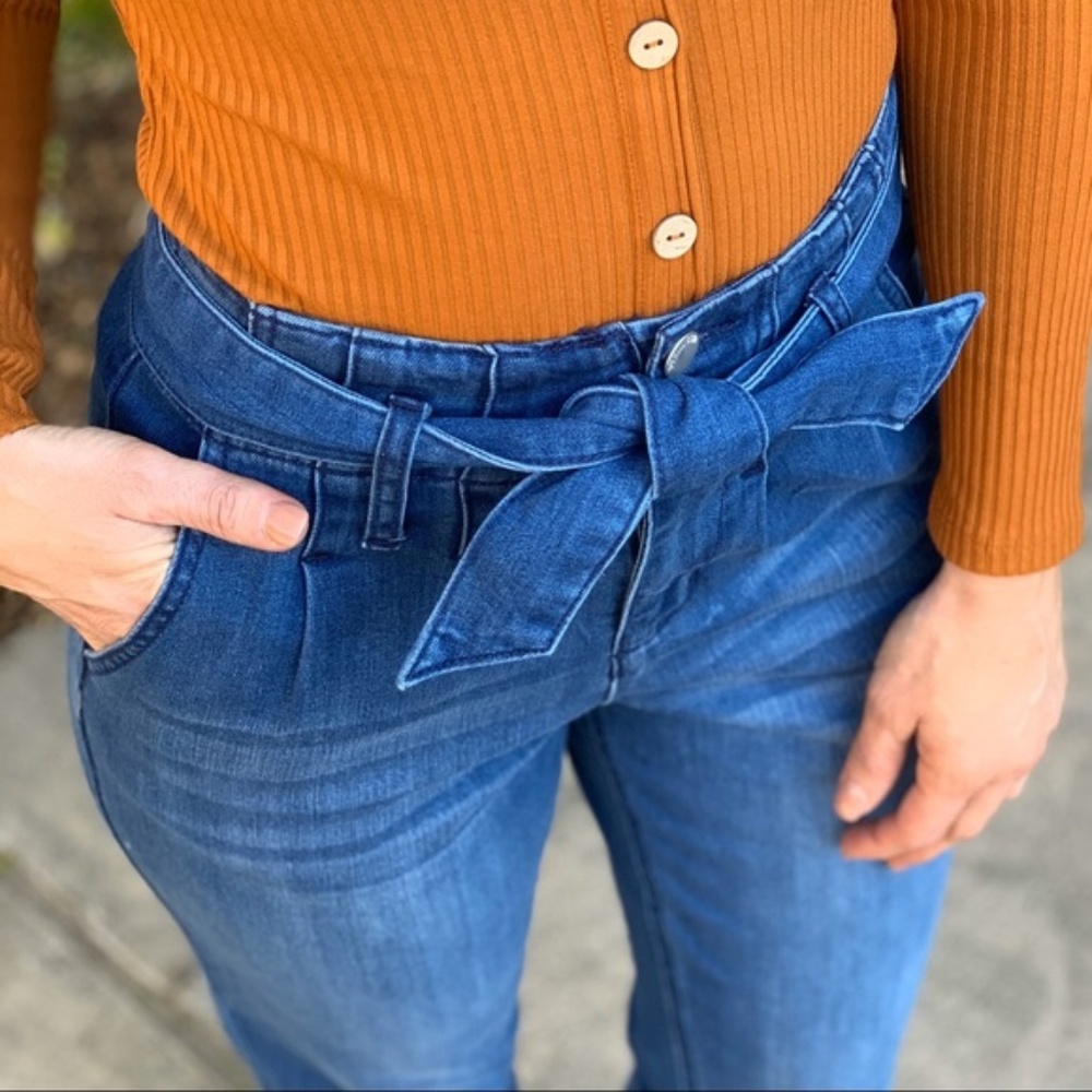LAST PAIR! Denim Tie Front Jeans - Picture 6 of 8